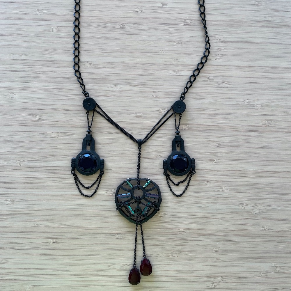 All Saints Black and Red Necklace